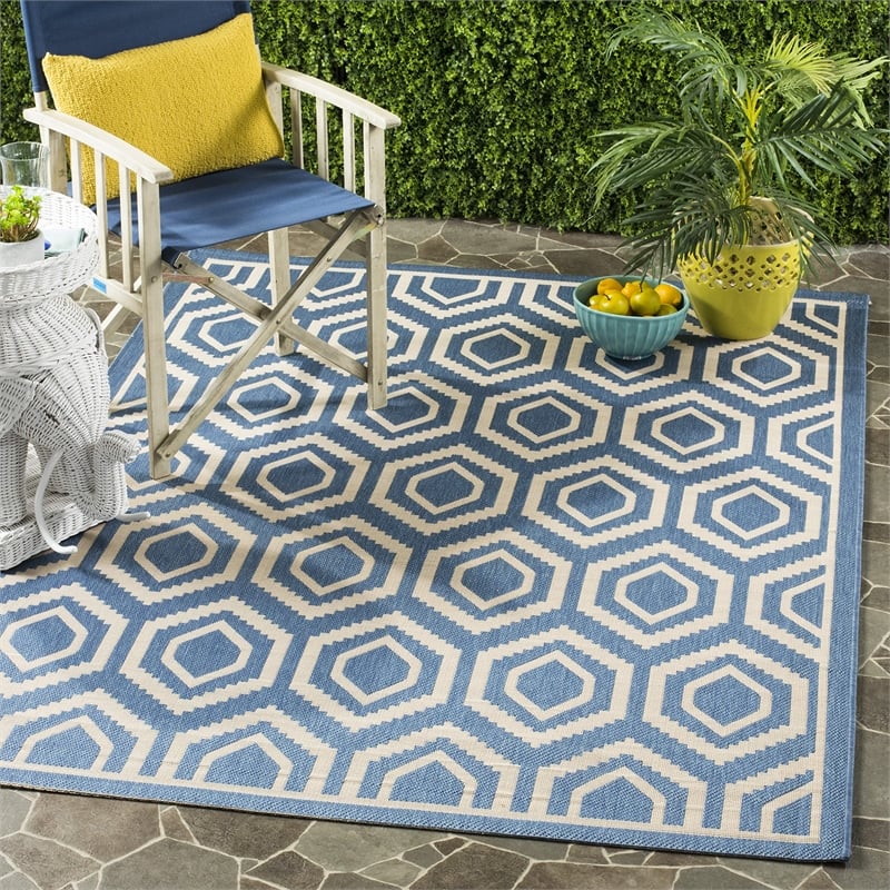 Safavieh Courtyard Blue Indoor Outdoor Rug - 6'7