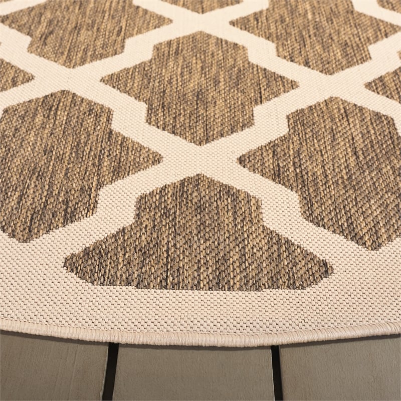 Safavieh Courtyard Brown Indoor Outdoor Rug - Round 7'10