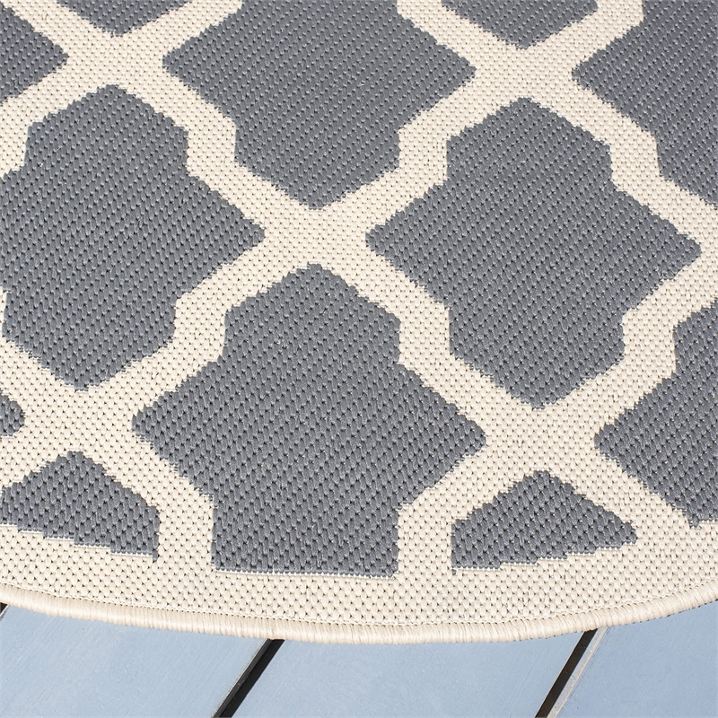 Safavieh Courtyard Anthracite Indoor Outdoor Rug - Round 6'7