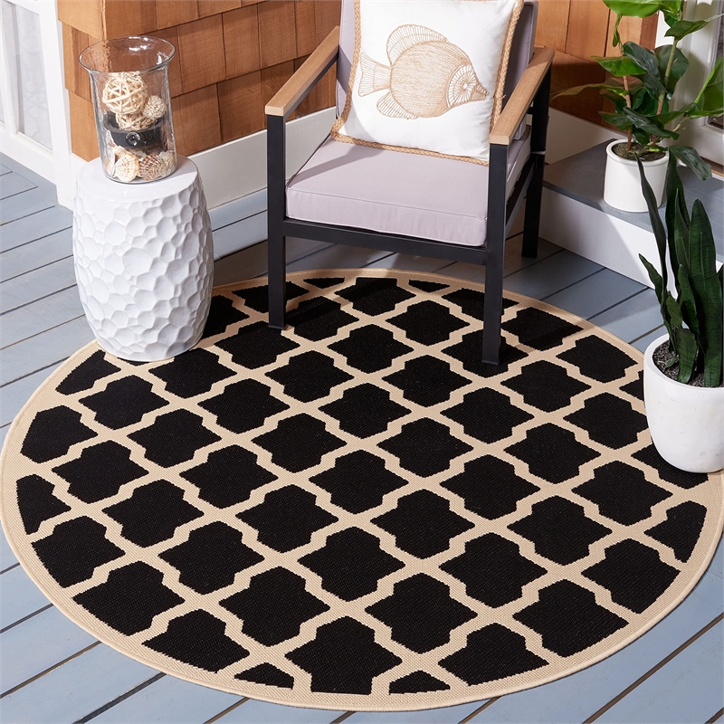 Safavieh Courtyard Black Indoor Outdoor Rug - Round 4'