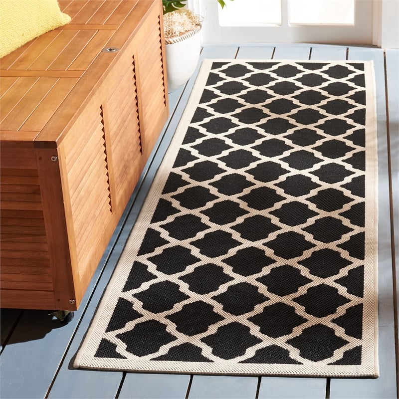 Safavieh Courtyard Black Indoor Outdoor Rug - Runner 2'3