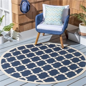 Safavieh Courtyard Navy Indoor Outdoor Rug - Round 4'
