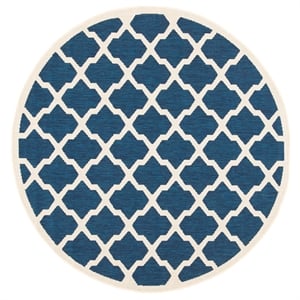 Safavieh Courtyard Navy Indoor Outdoor Rug - Round 5'3&quot