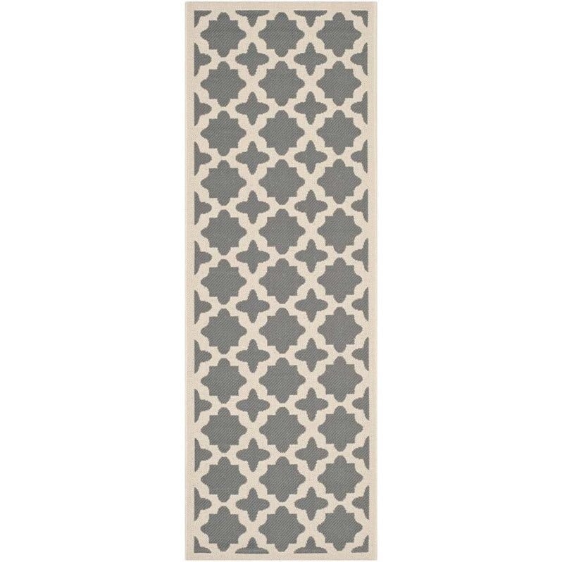 Safavieh Courtyard Anthracite Indoor Outdoor Rug - Runner 2'3