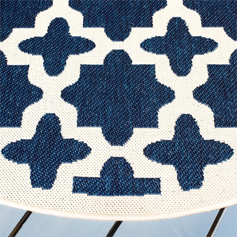 Safavieh Courtyard Navy Indoor Outdoor Rug - Round 4'