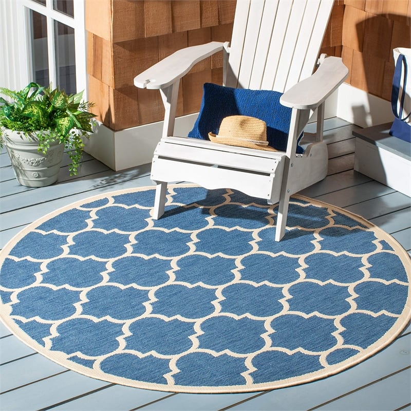 Safavieh Courtyard Blue Indoor Outdoor Rug - Round 7'10