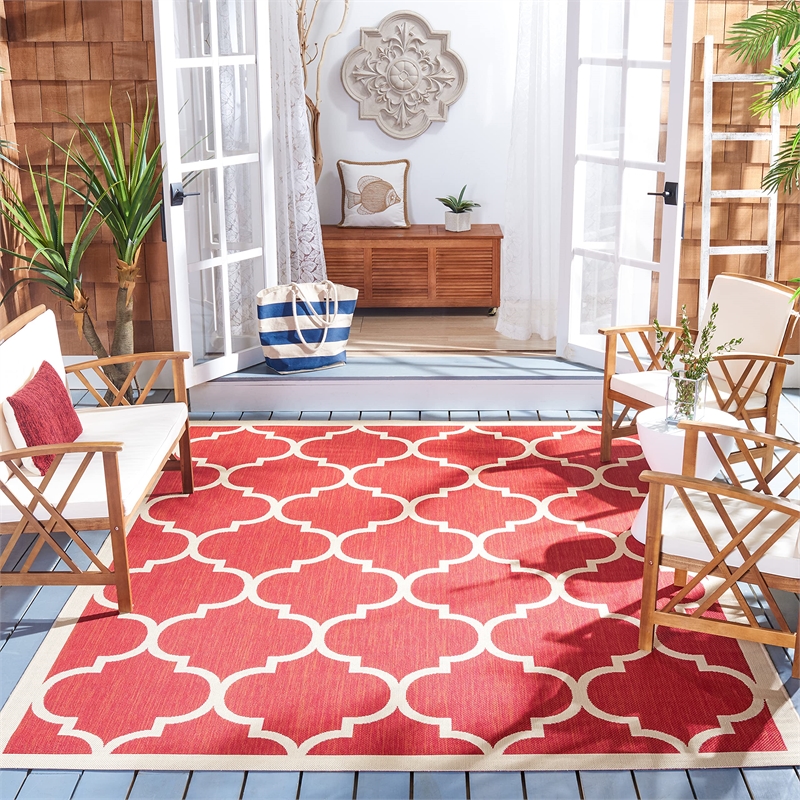 Safavieh Courtyard Red Indoor Outdoor Rug - Square 5'3