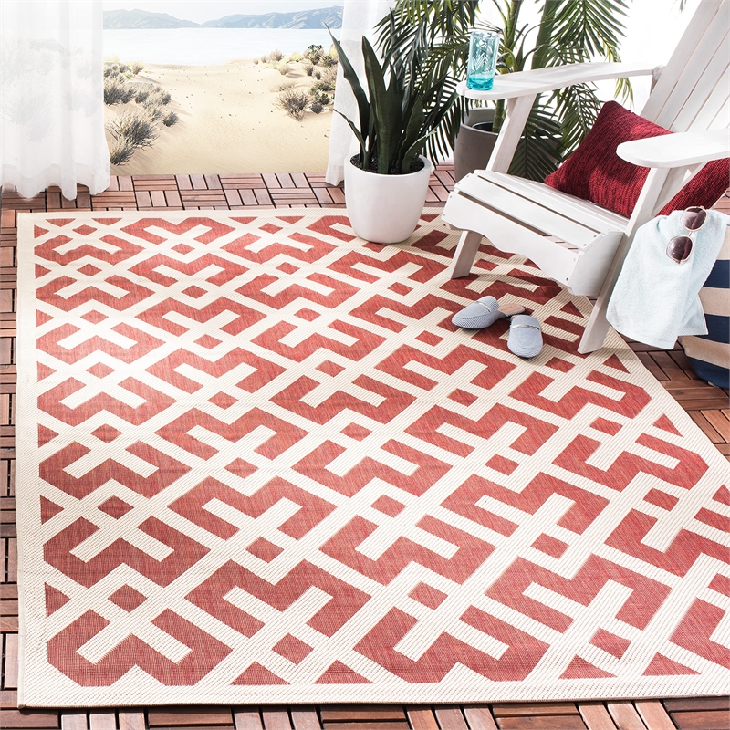 Safavieh Courtyard Red Indoor Outdoor Rug - Square 5'3