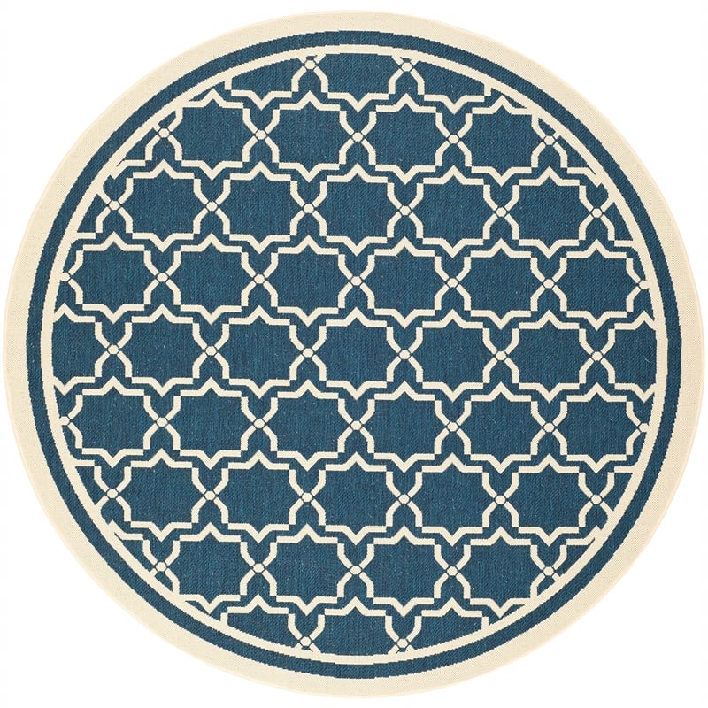 Safavieh Courtyard Navy Indoor Outdoor Rug - Round 6'7