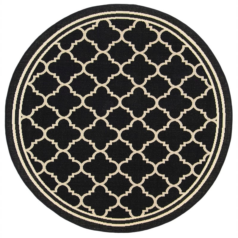 Safavieh Courtyard Black Indoor Outdoor Rug - Round 7'10