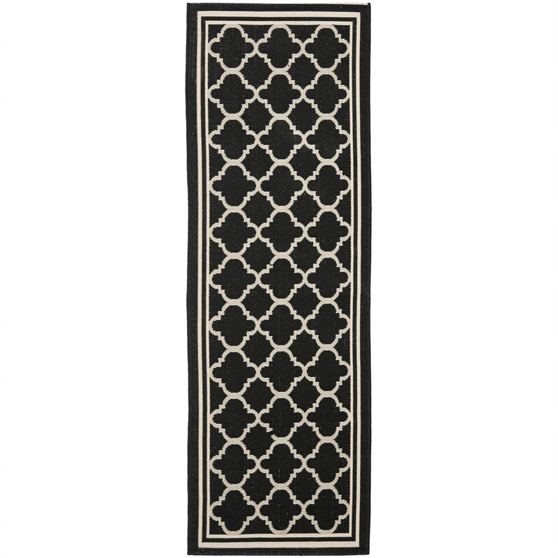 safavieh courtyard black indoor outdoor rug - runner 2'3&quot x 22'