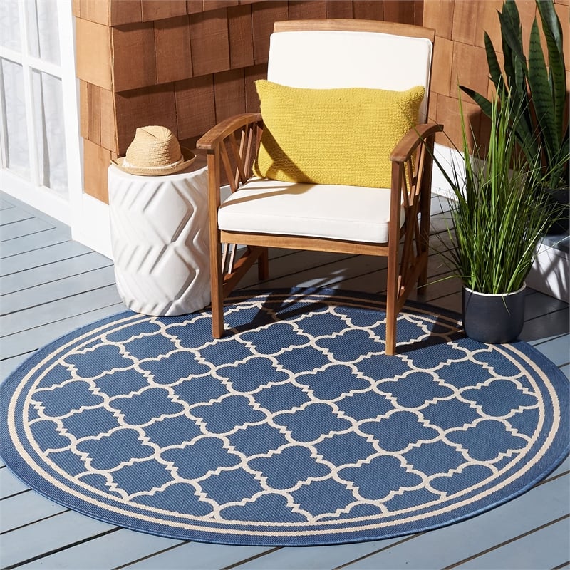 Safavieh Courtyard Blue Indoor Outdoor Rug - Round 4'