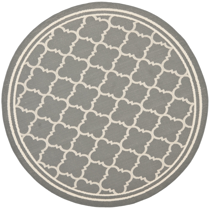 Safavieh Courtyard Anthracite Indoor Outdoor Rug - Round 4'