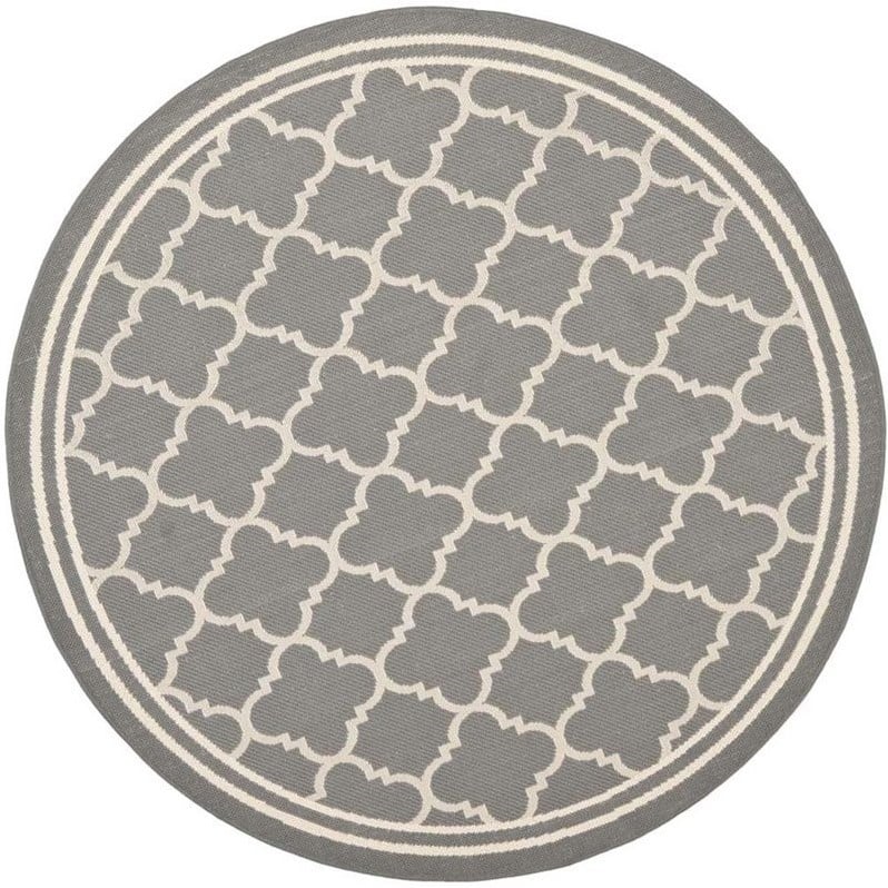 Safavieh Courtyard Anthracite Indoor Outdoor Rug - Round 7'10