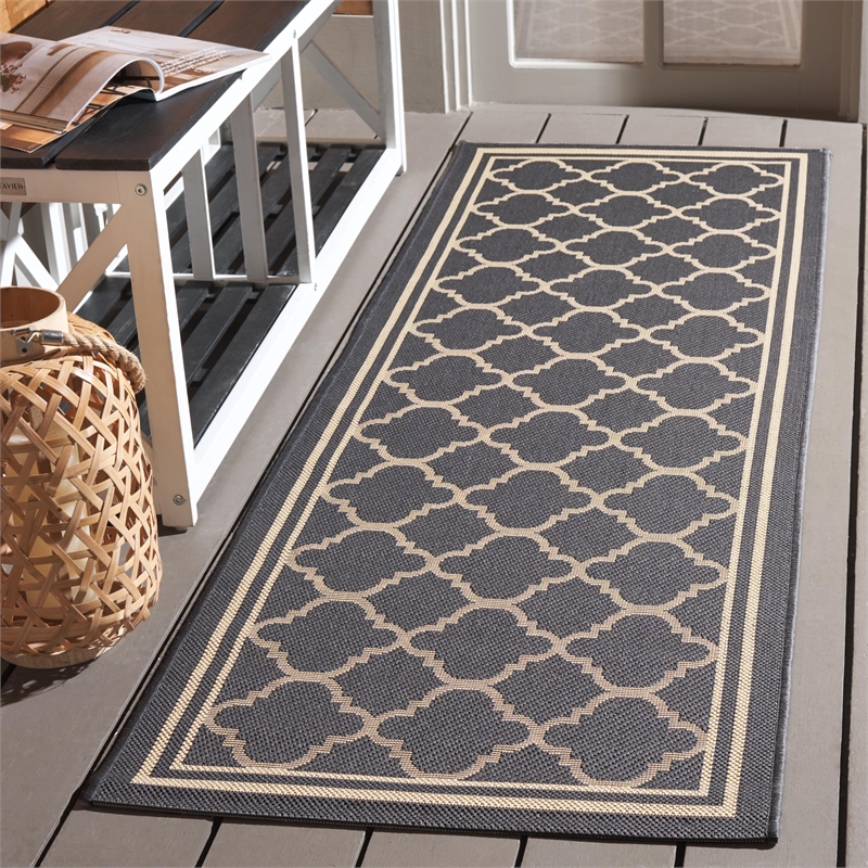 Safavieh Courtyard Anthracite Indoor Outdoor Rug - Runner 2'4