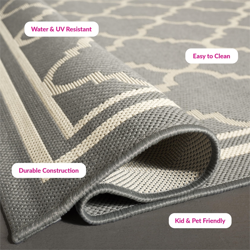 Safavieh Courtyard Anthracite Indoor Outdoor Rug - Runner 2'4