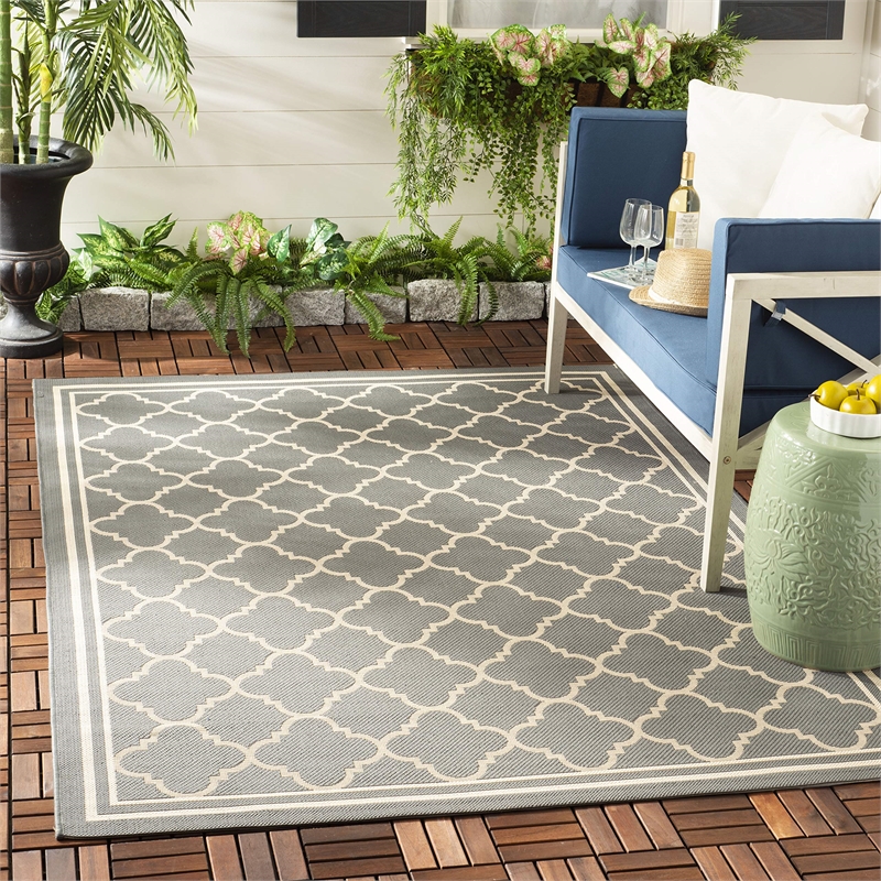 Safavieh Courtyard Anthracite Indoor Outdoor Rug - Square 5'3