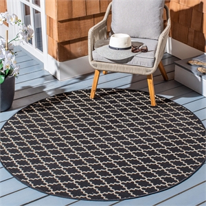 Safavieh Courtyard Black Indoor Outdoor Rug - Round 7'10&quot