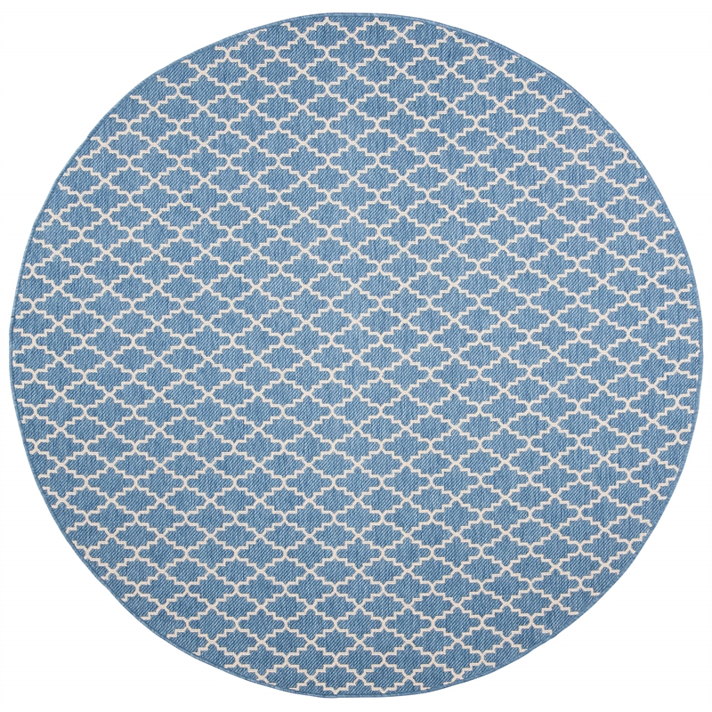 Safavieh Courtyard Blue Indoor Outdoor Rug - Round 7'10