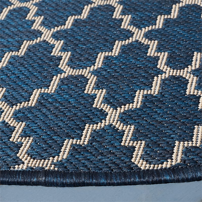 Safavieh Courtyard Navy Indoor Outdoor Rug - Round 6'7