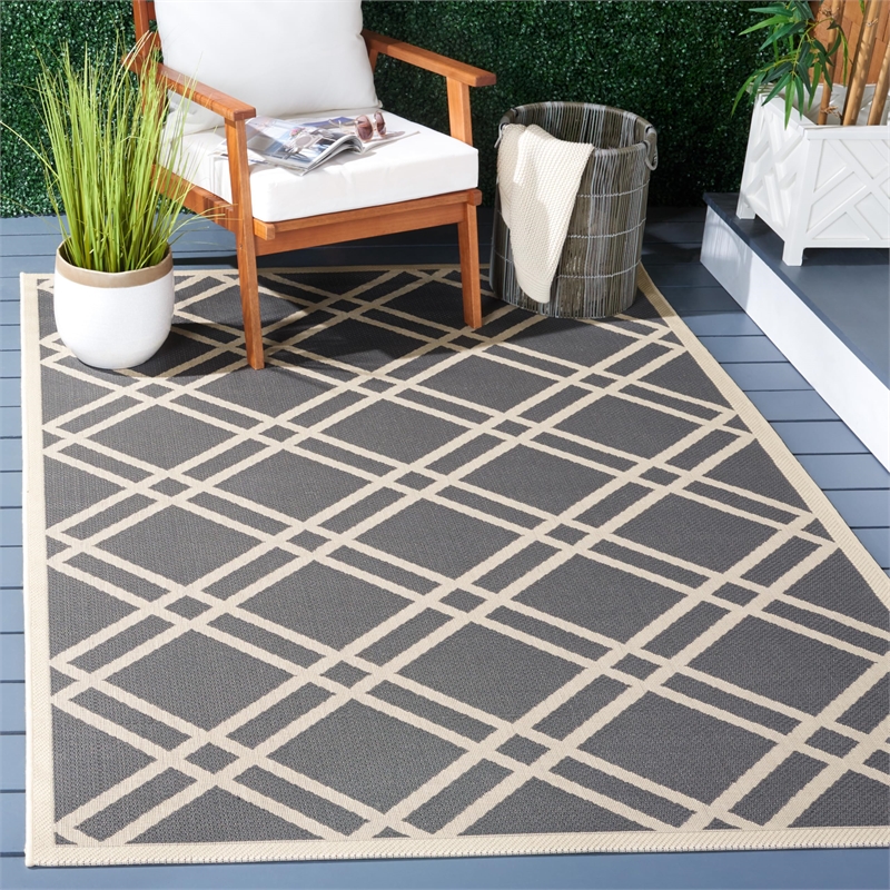 Safavieh Courtyard Anthracite Indoor Outdoor Rug - 6'7