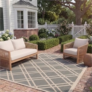 Safavieh Courtyard Anthracite Indoor Outdoor Rug - 8' x 11'
