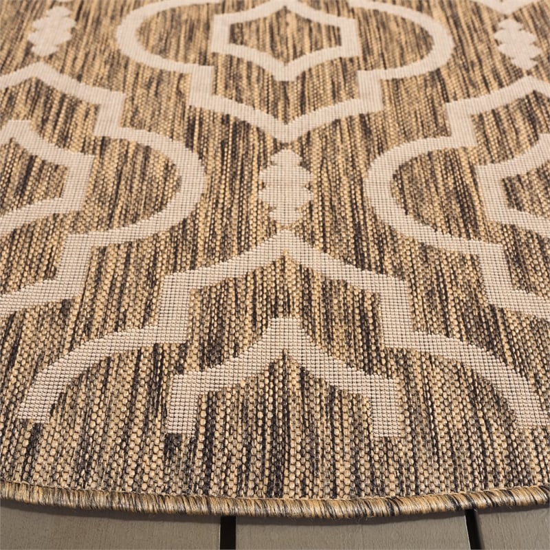 Safavieh Courtyard Brown Indoor Outdoor Rug - Round 7'10