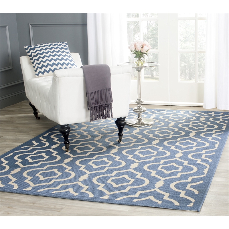 Safavieh Courtyard Blue Indoor Outdoor Rug - 4' x 5'7
