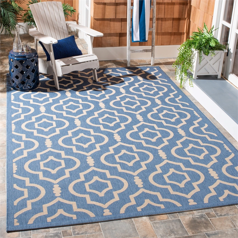 Safavieh Courtyard Blue Indoor Outdoor Rug - 9' x 12'