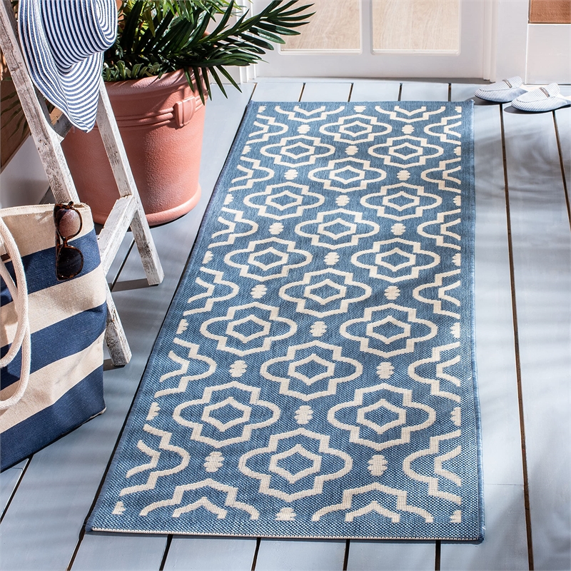 Safavieh Courtyard Blue Indoor Outdoor Rug - Runner 2'3