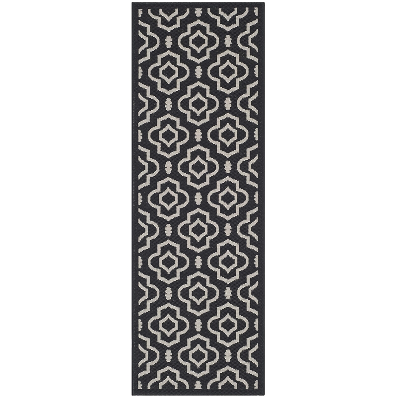 Safavieh Courtyard Black Indoor Outdoor Rug - Runner 2'7