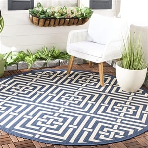 Safavieh Courtyard Navy Indoor Outdoor Rug - Round 6'7&quot