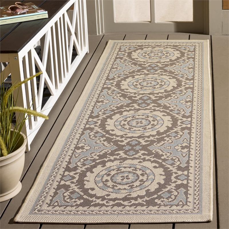 Safavieh Courtyard Light Grey Indoor Outdoor Rug - 2' x 3'7