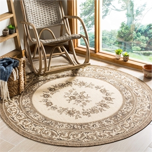 Safavieh Courtyard Creme Indoor Outdoor Rug - Round 6'7&quot