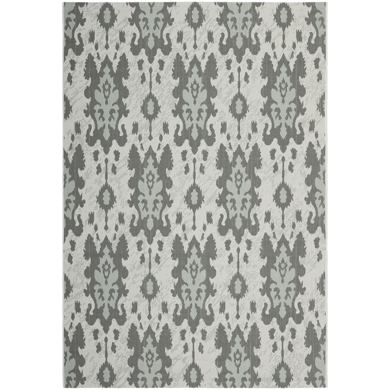 Safavieh Courtyard Light Grey Anthracite Indoor Outdoor Rug - 4' x 5'7