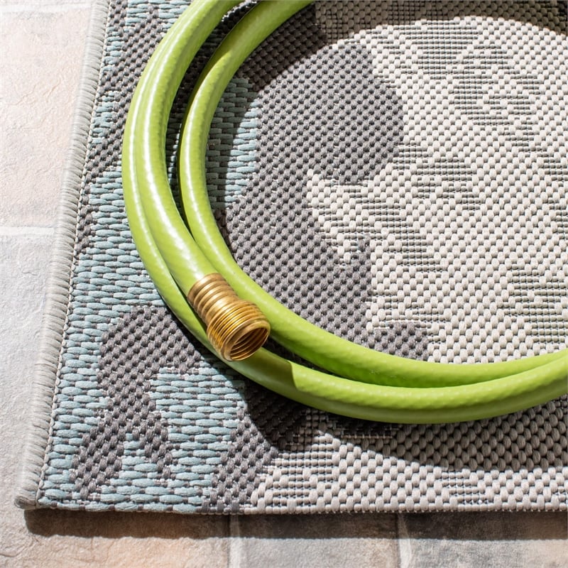 Safavieh Courtyard Light Grey Anthracite Indoor Outdoor Rug - 8' x 11'