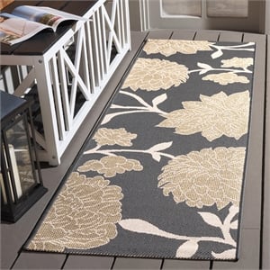 Safavieh Courtyard Anthracite Indoor Outdoor Rug - Runner 2'3&quot x 6'7&quot