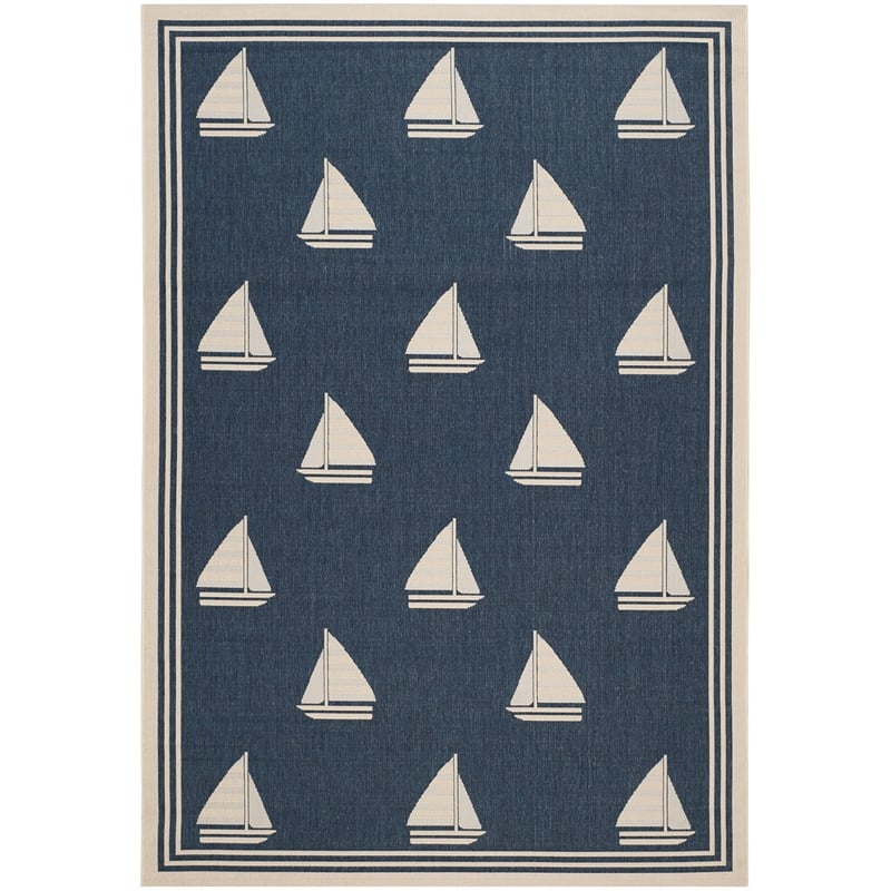 Safavieh Courtyard Navy Indoor Outdoor Rug - 6'7