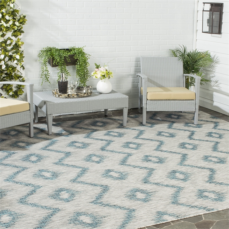 Safavieh Courtyard Grey Indoor Outdoor Rug - 9' x 12'