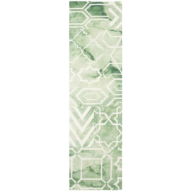 Safavieh Dip Dyed Green Contemporary Rug - Runner 2'3