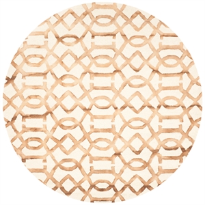 Safavieh Dip Dye 7'-0&quot x 7'-0&quot Wool Hand Tufted Rug in Ivory / Camel