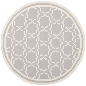 Safavieh Dhurries 8'-0&quot X 8'-0&quotWool Hand Woven Flat Weave Rug In Gray and Ivory