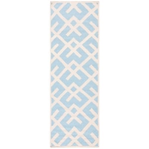 Safavieh Dhurries2'-6&quot x 6'-0&quotWool Hand Woven Flat Weave Rug in Light Blue/Ivory