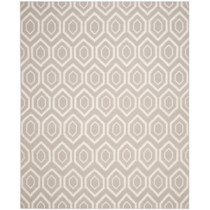 Safavieh Dhurries 10'-0&quot x 14'-0&quot Wool Hand Woven Flat Weave Rug in Gray / Ivory