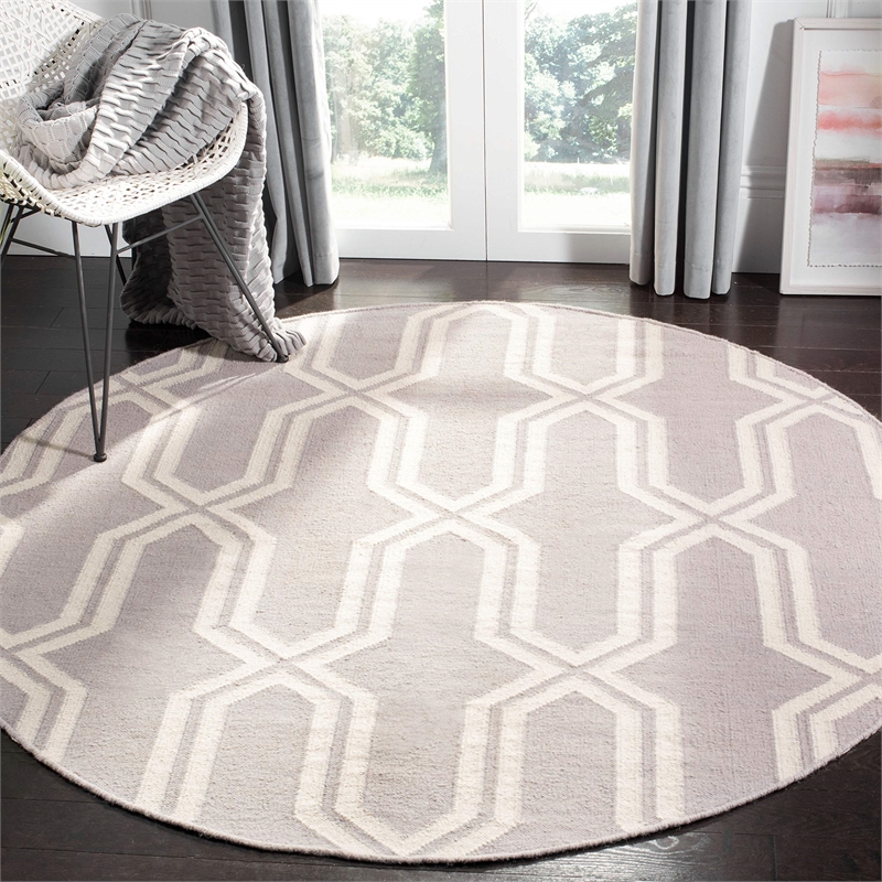 Safavieh Dhurries Light Blue Contemporary Rug - Round 6'