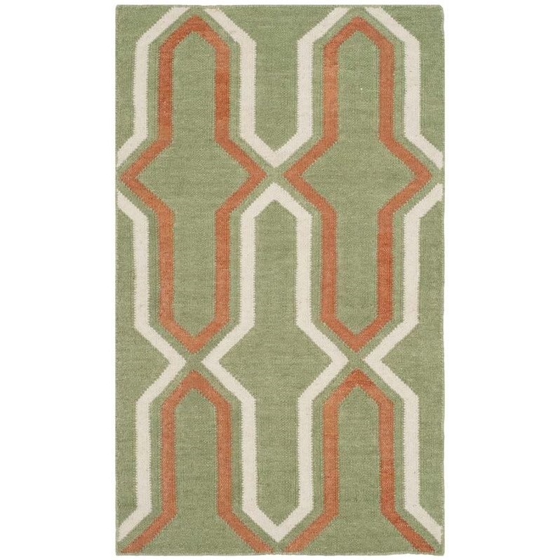 Safavieh Dhurries Green Contemporary Rug Runner 2'6" x 4