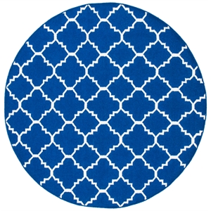 Safavieh Dhurries 4'-0&quot x 4'-0&quot Wool Hand Woven Flat Weave Rug in Navy / Ivory