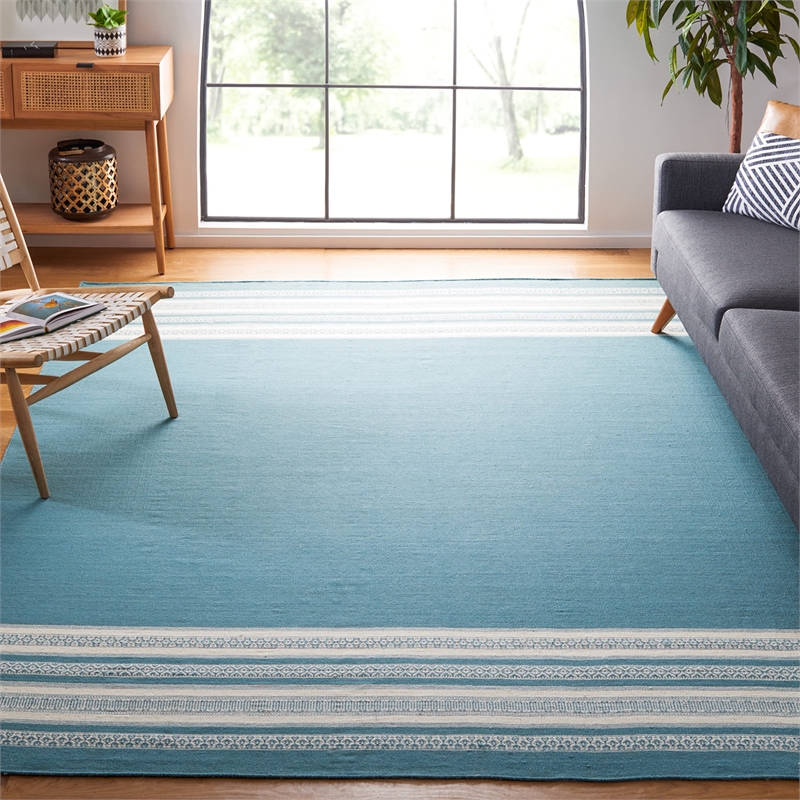 Safavieh Dhurries Turquoise Contemporary Rug - 8' x 10'