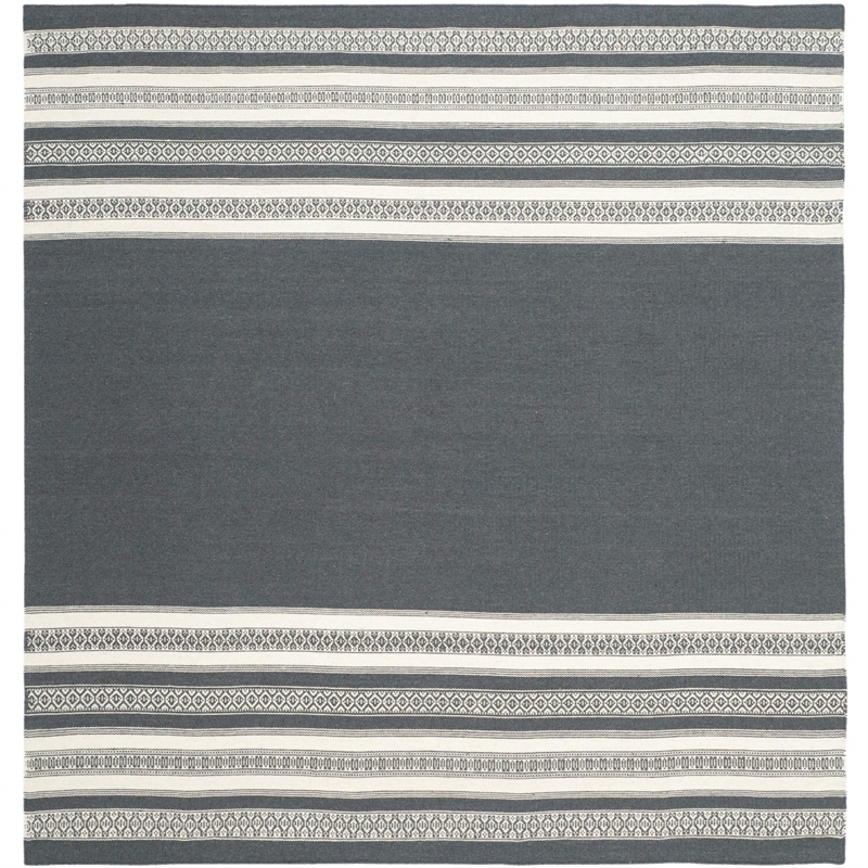 Safavieh Dhurries Dark Grey Contemporary Rug - Square 6'