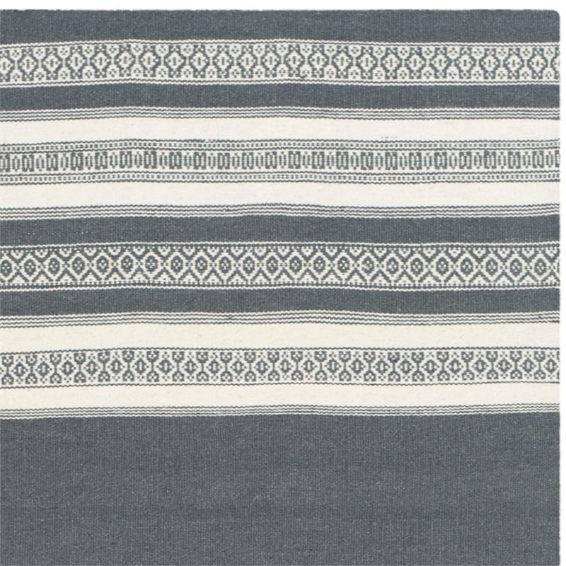 Safavieh Dhurries Dark Grey Contemporary Rug - Square 6'